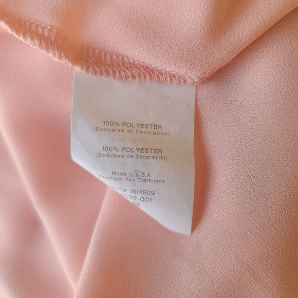 LUSH NORDSTROM Pink Chiffon Crop Top M Blouse Tapered Bell Sleeve Embroidered - Picture 11 of 14